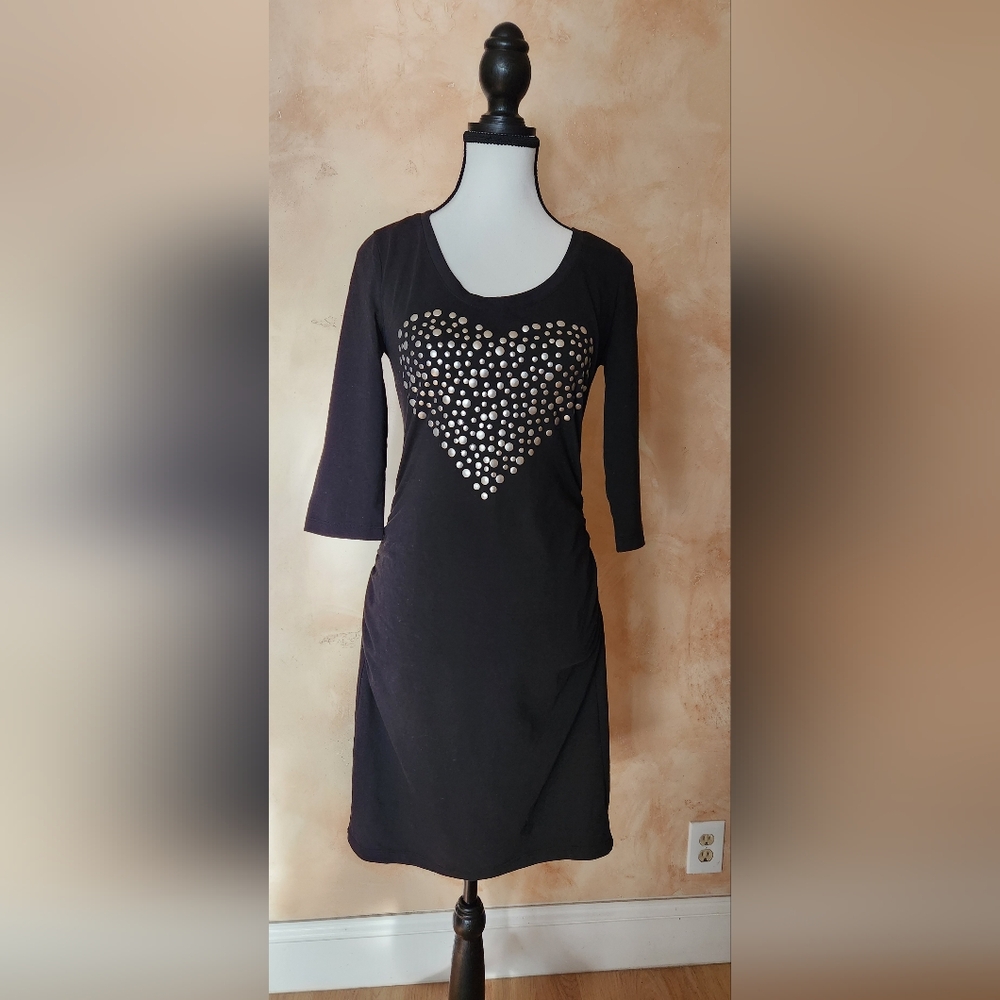 3 items$24 NWT black cotton dress. Heart embellished on the front. Size M.
